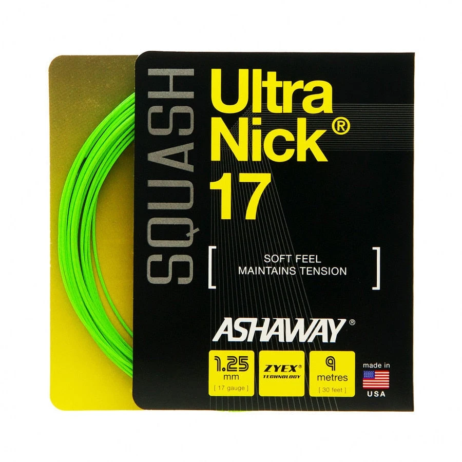 Ashaway UltraNick 17 30' Set Squash String Green 3 Ashaway UltraNick 17 30' Set Squash String Green