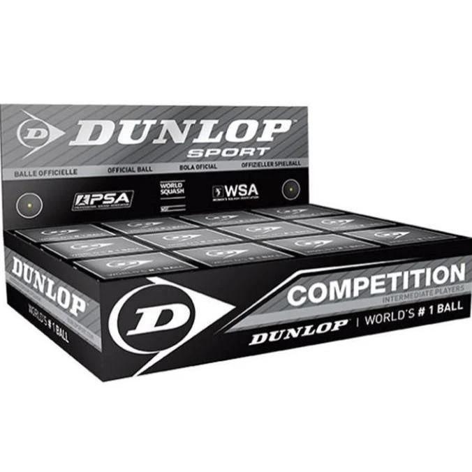 Dunlop Competition Single Yellow Dot Squash Ball (Box Of 12) 3 Dunlop Competition Single Yellow Dot Squash Ball (Box Of 12)